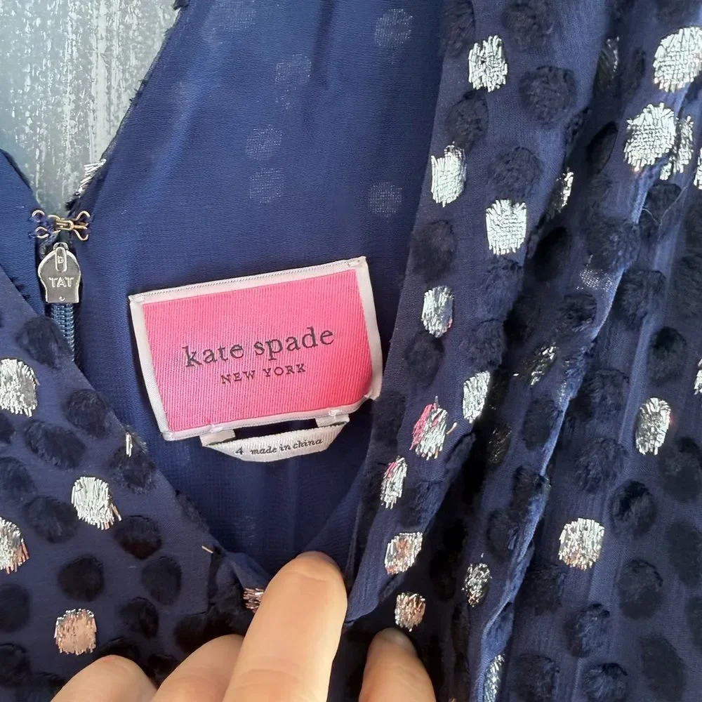 Kate Spade Scatter Dot Burnout Velvet Jumpsuit NWOT Size 4
